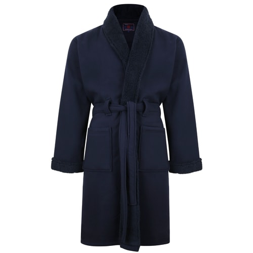 KAM Bademantel mit Sherpa Futter Marineblau